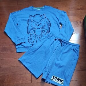 Nwt Sonic the Hedgehog Blue Sweatshirt and Shorts Set